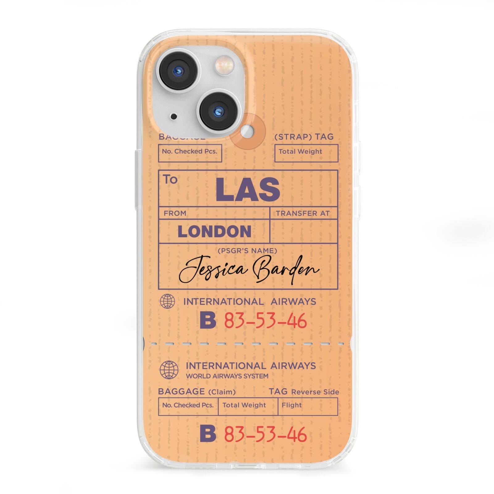 Personalised Luggage Tag iPhone 13 Mini Clear Bumper Case