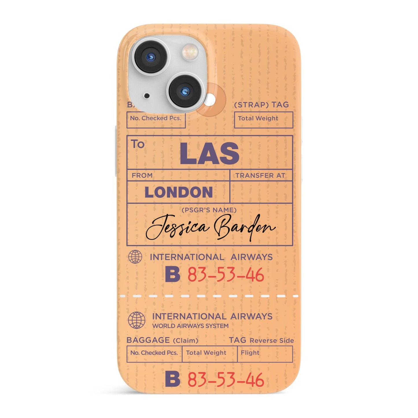 Personalised Luggage Tag iPhone 13 Mini Full Wrap 3D Snap Case