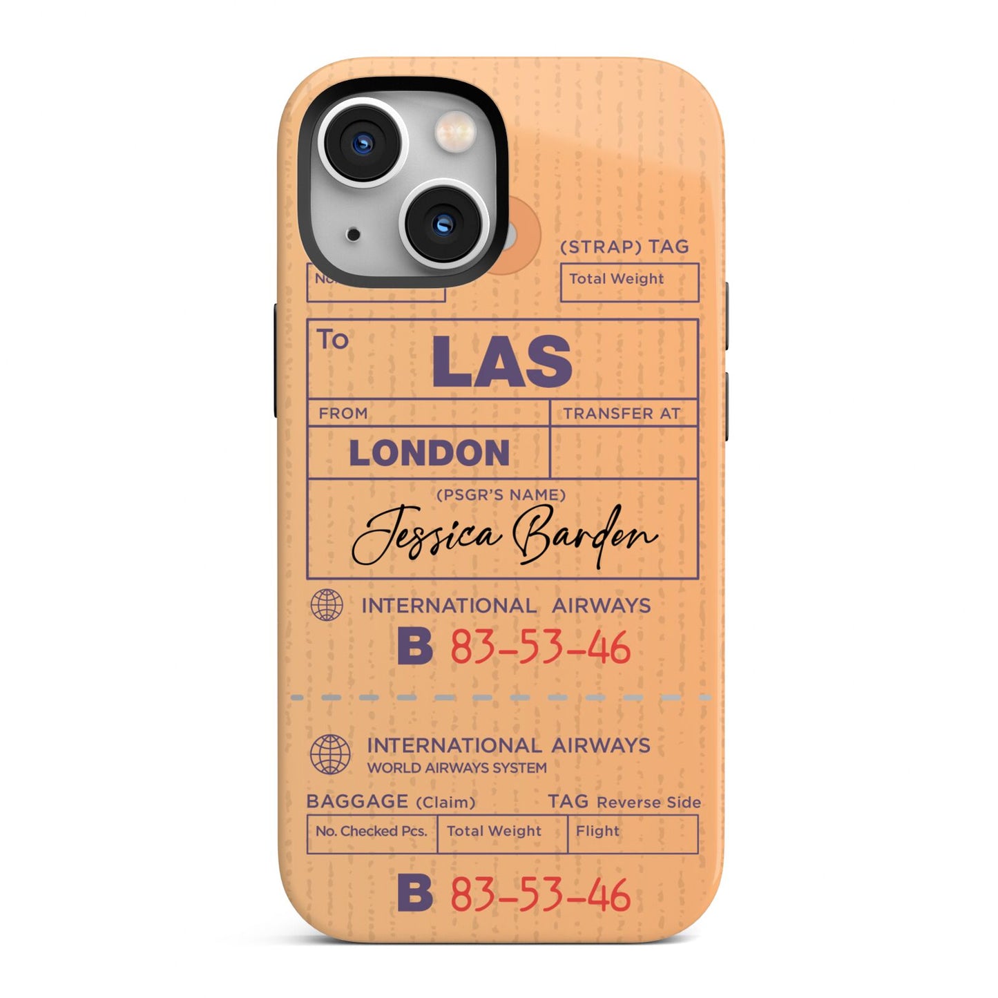 Personalised Luggage Tag iPhone 13 Mini Full Wrap 3D Tough Case