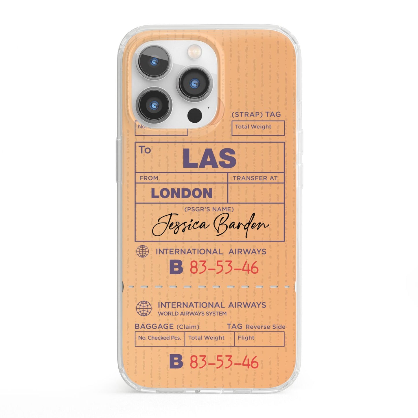 Personalised Luggage Tag iPhone 13 Pro Clear Bumper Case