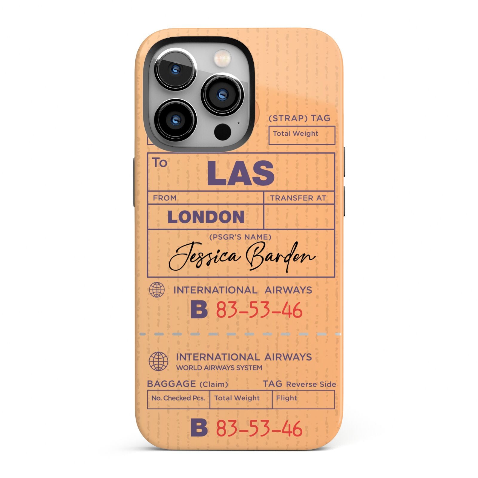 Personalised Luggage Tag iPhone 13 Pro Full Wrap 3D Tough Case