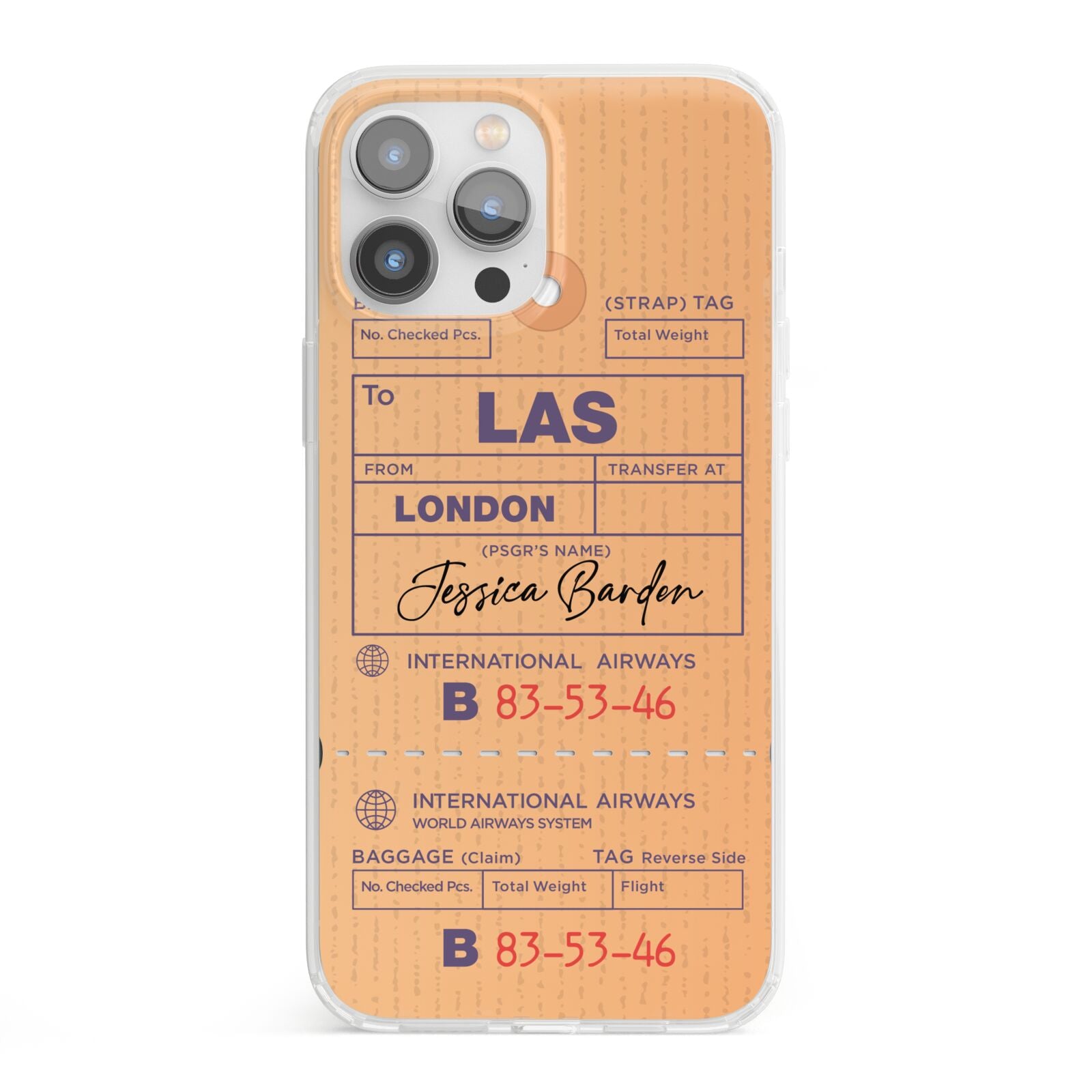 Personalised Luggage Tag iPhone 13 Pro Max Clear Bumper Case