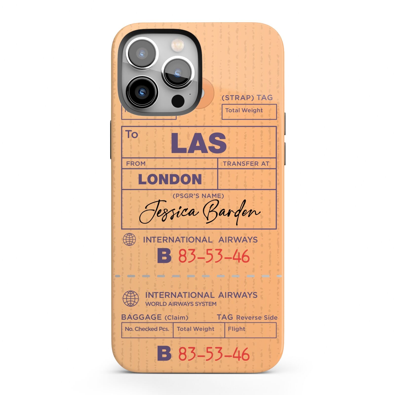 Personalised Luggage Tag iPhone 13 Pro Max Full Wrap 3D Tough Case