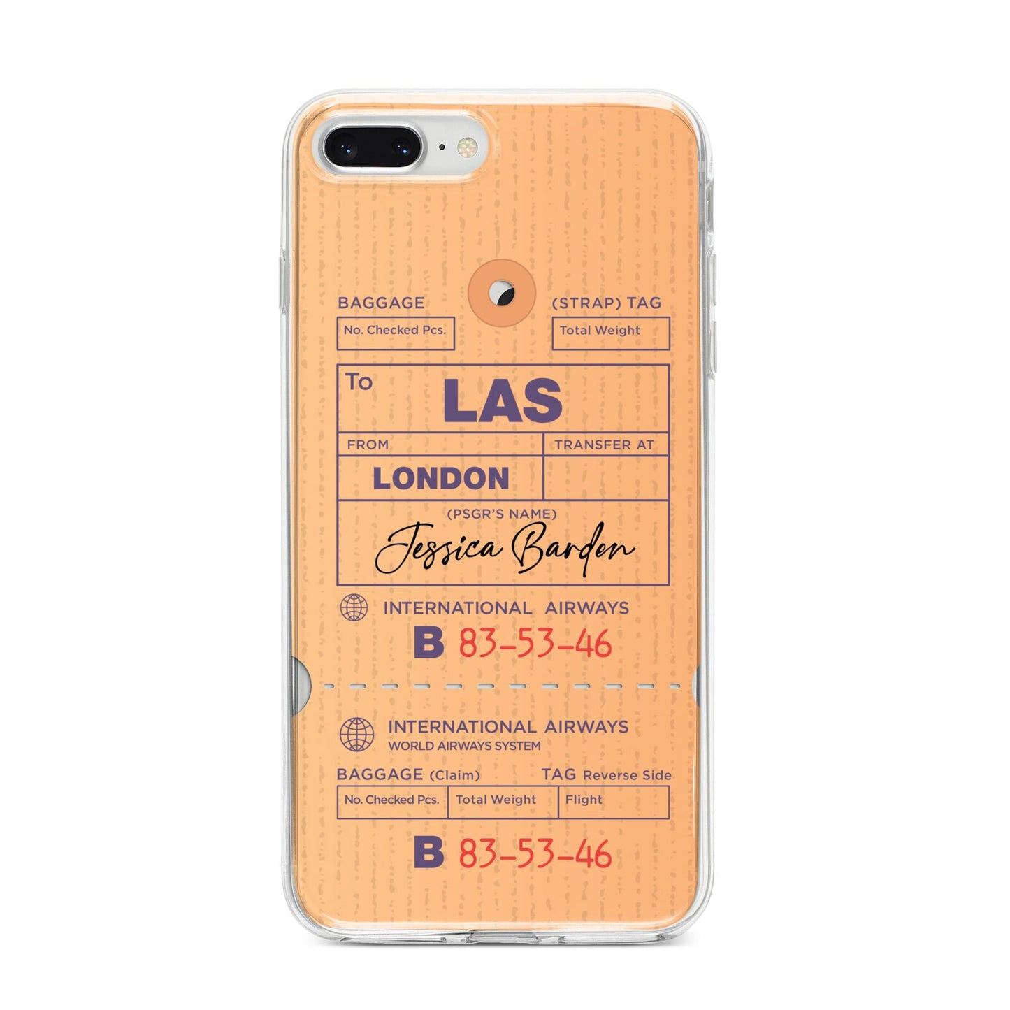 Personalised Luggage Tag iPhone 8 Plus Bumper Case on Silver iPhone