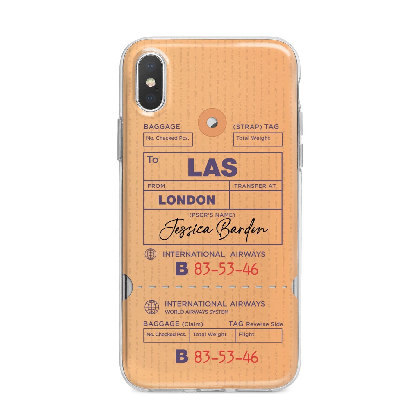 Personalised Luggage Tag iPhone X Bumper Case on Silver iPhone Alternative Image 1