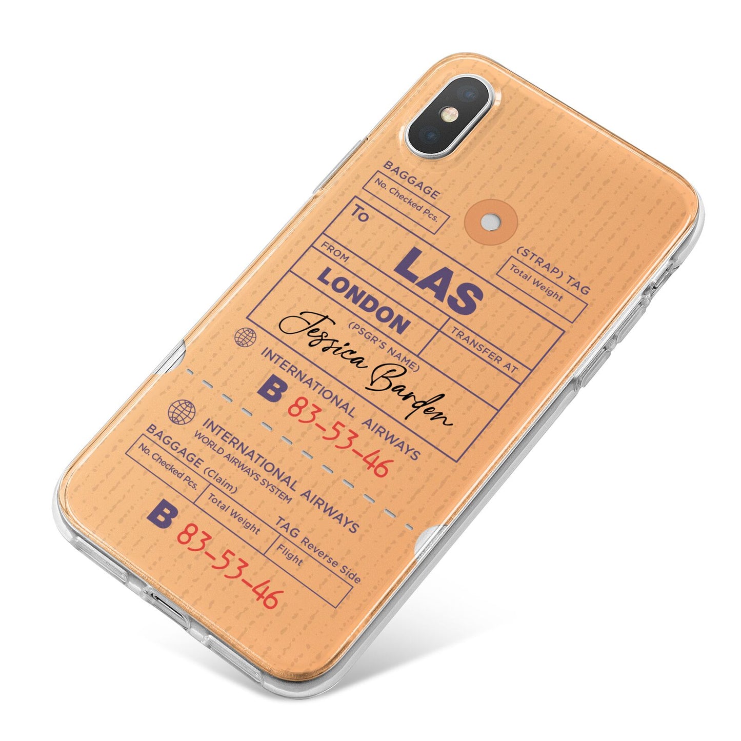 Personalised Luggage Tag iPhone X Bumper Case on Silver iPhone
