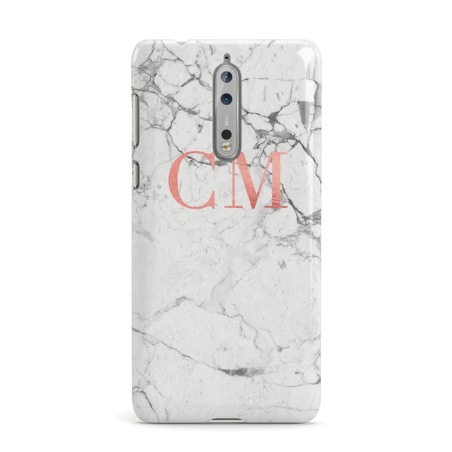 Personalised Marble Initial Rose Gold Nokia Case