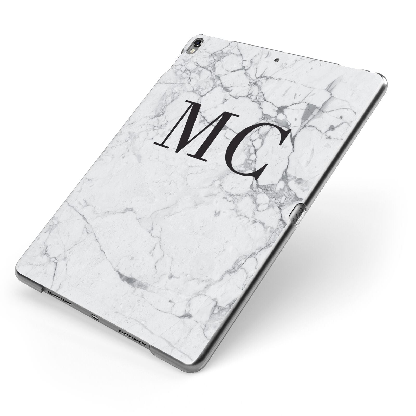 Personalised Marble Initials Apple iPad Case on Grey iPad Side View