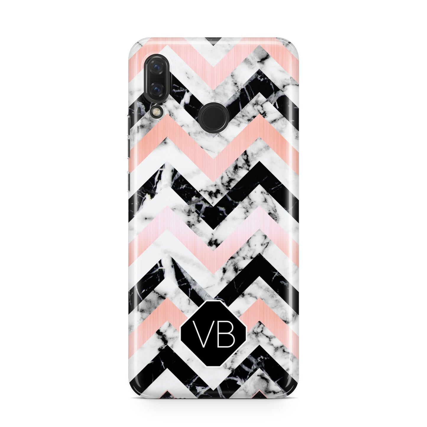 Personalised Marble Pattern Initials Huawei Nova 3 Phone Case