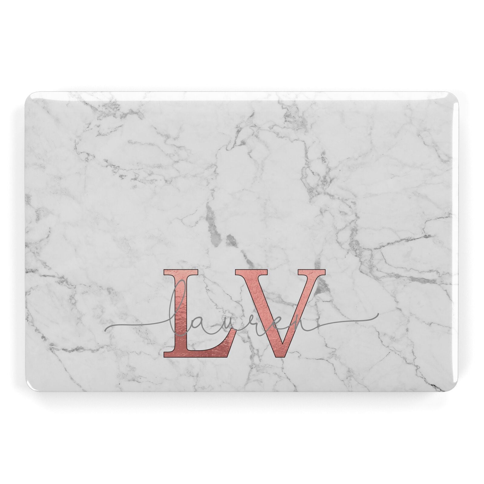 Personalised Marble with Rose Gold Initials Macbook Case – Dyefor