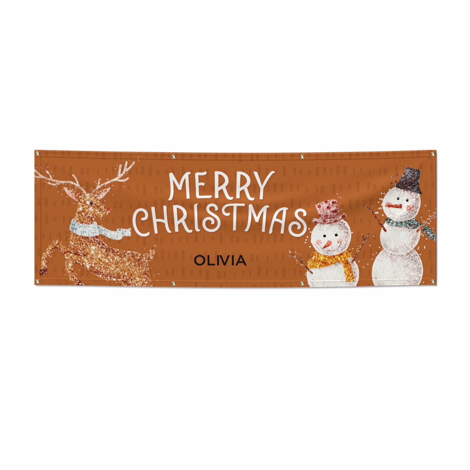 Personalised Merry Christmas 6x2 Vinly Banner with Grommets