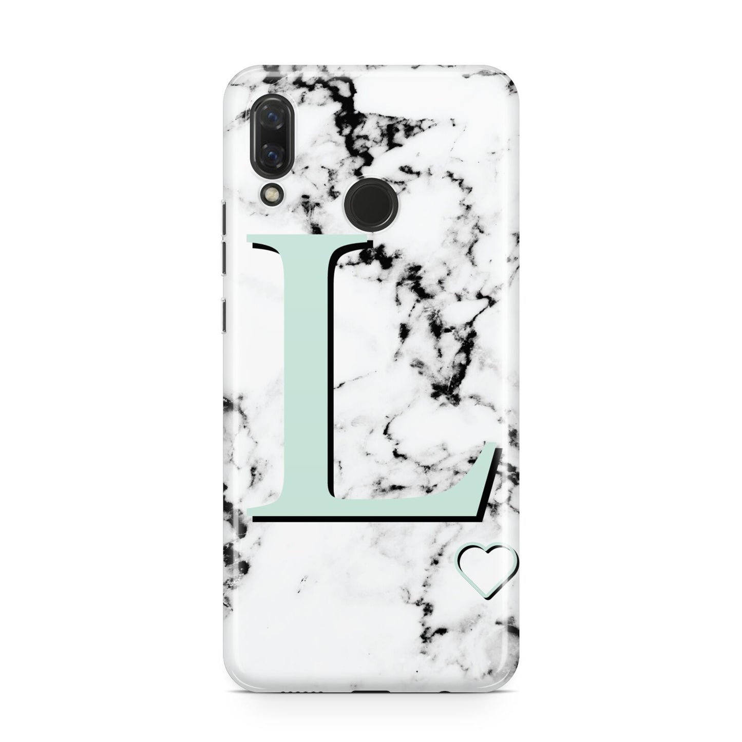 Personalised Mint Monogram Marble Heart Huawei Nova 3 Phone Case
