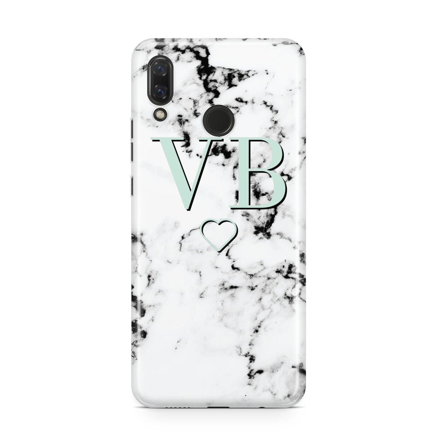 Personalised Mint Monogrammed Heart Marble Huawei Nova 3 Phone Case