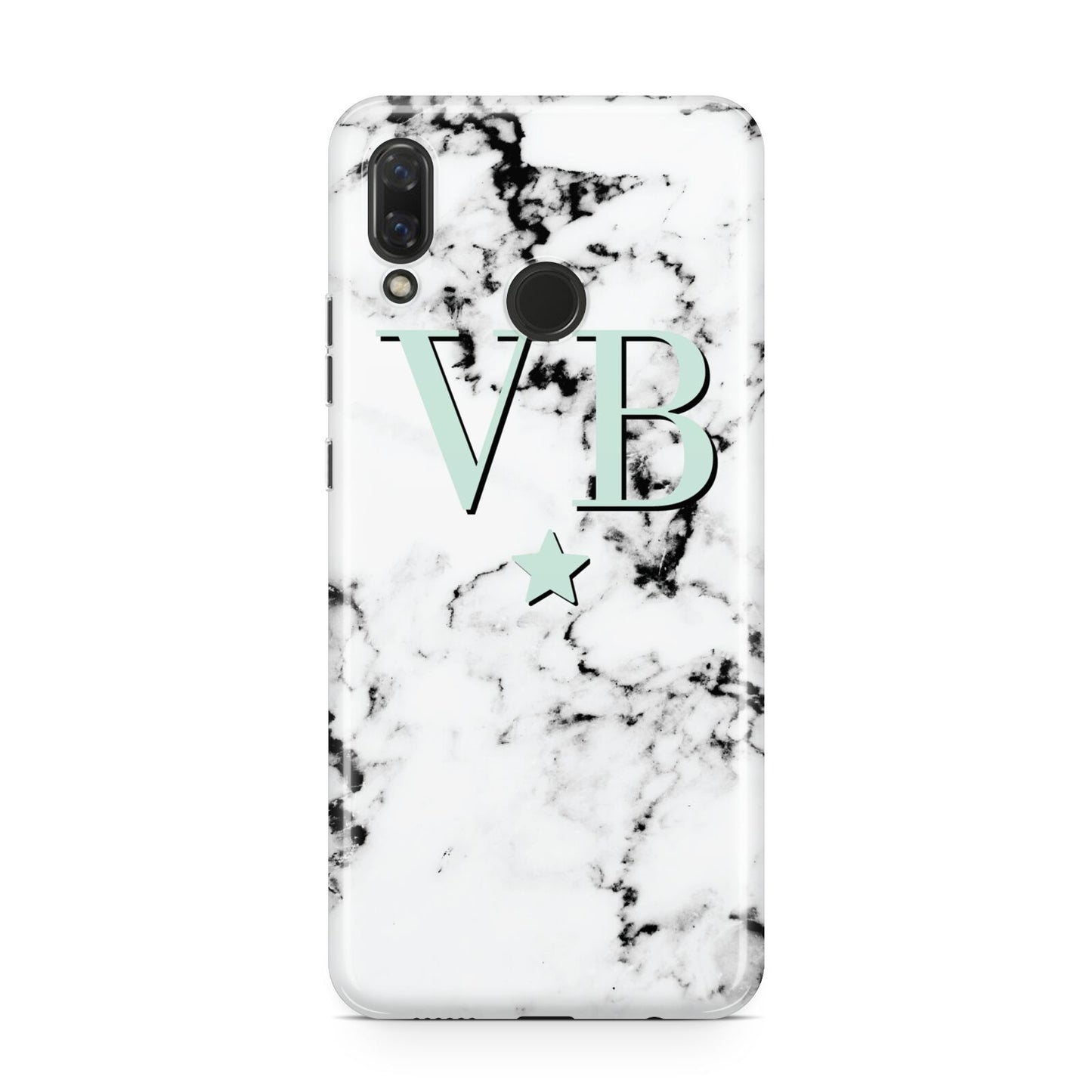 Personalised Mint Star With Monogram Marble Huawei Nova 3 Phone Case