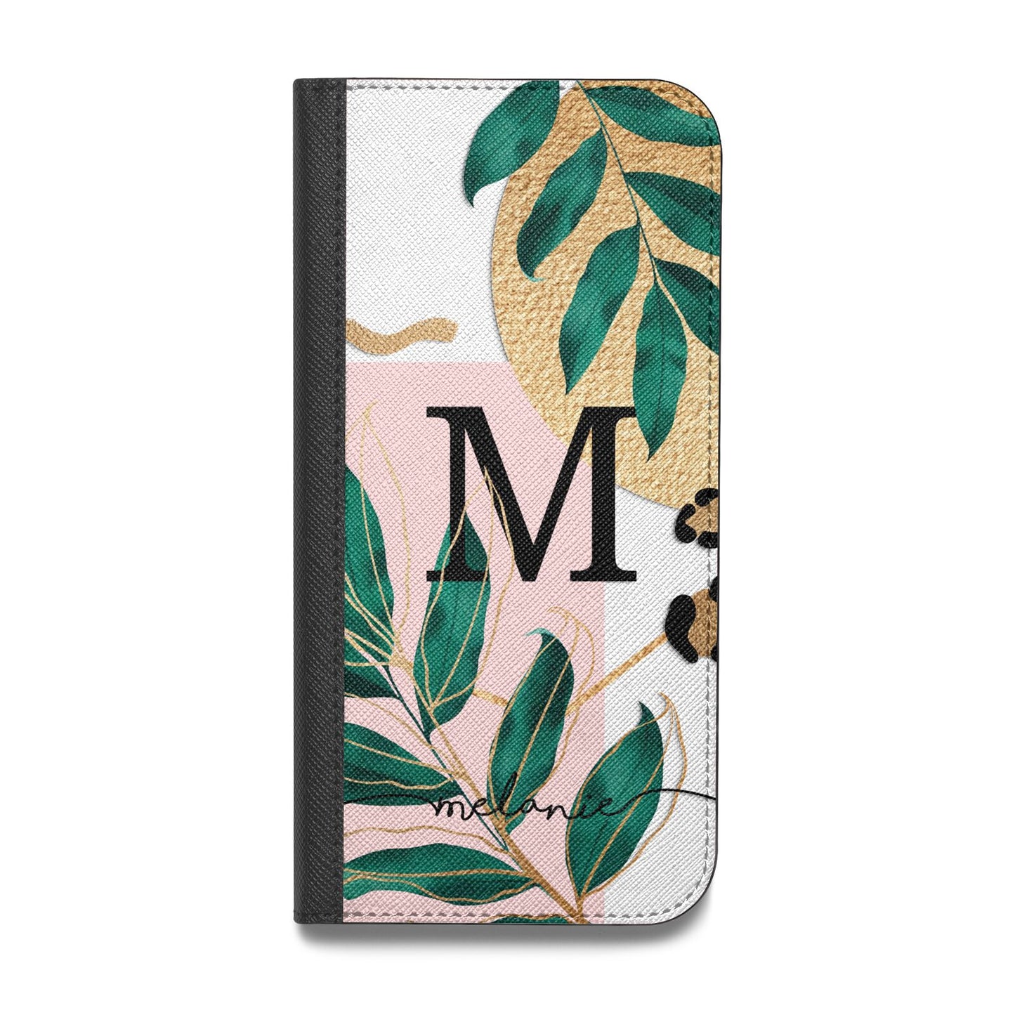 Personalised Monogram Tropical Vegan Leather Flip Samsung Case