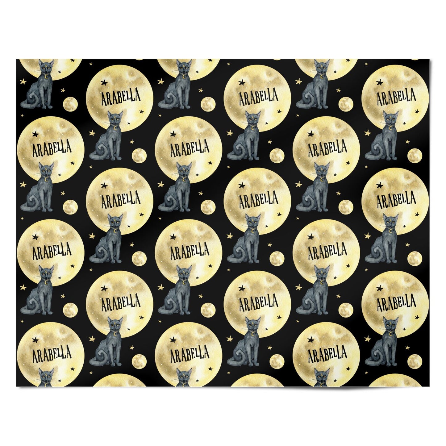 Personalised Moon Cat Halloween Personalised Wrapping Paper Alternative
