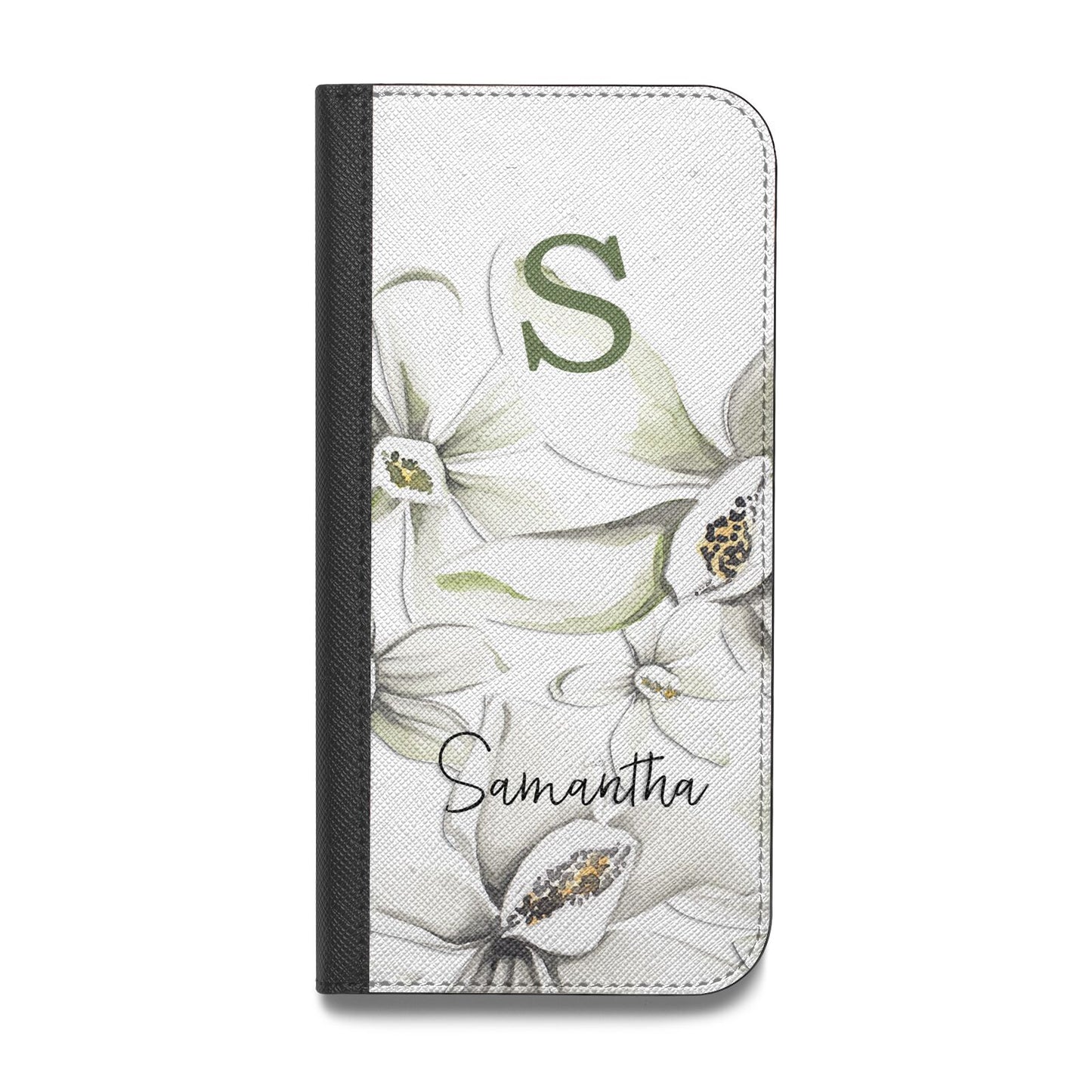 Personalised Orange Blossom Vegan Leather Flip iPhone Case