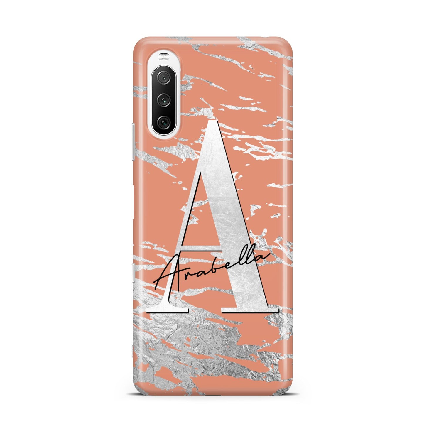 Personalised Orange Silver Sony Xperia 10 III Case