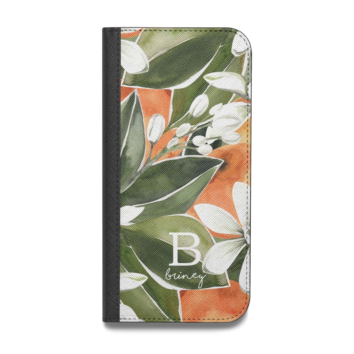 Personalised Orange Tree Vegan Leather Flip iPhone Case