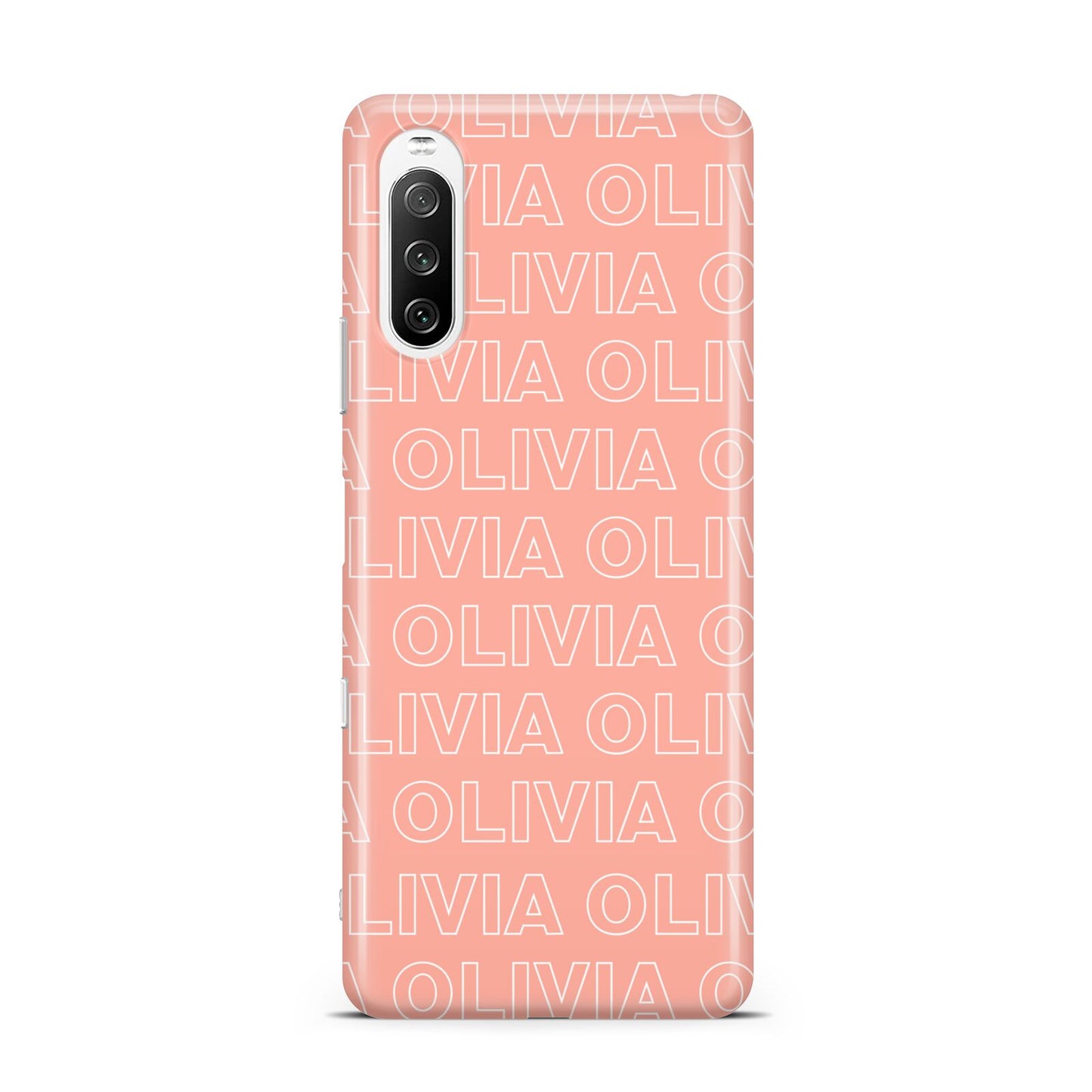 Personalised Peach Name Sony Xperia 10 III Case