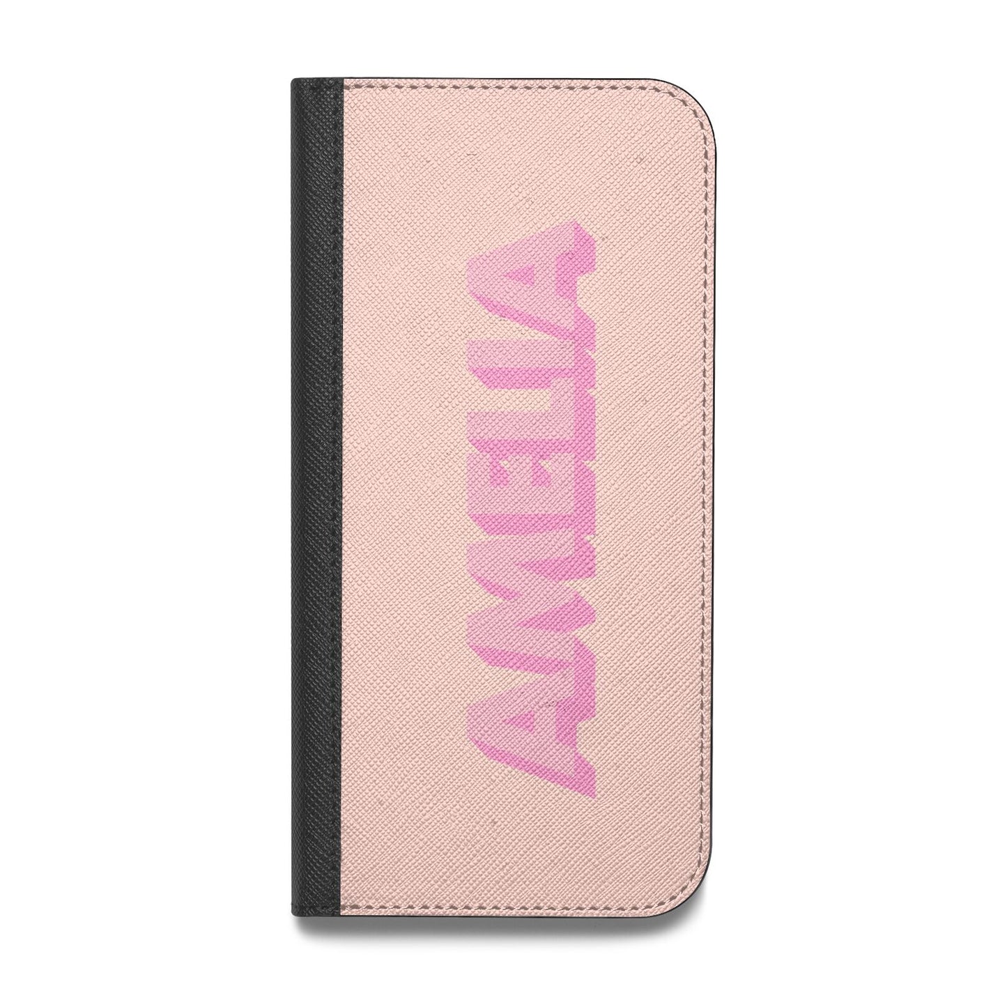 Personalised Peach Pink Name Vegan Leather Flip Samsung Case