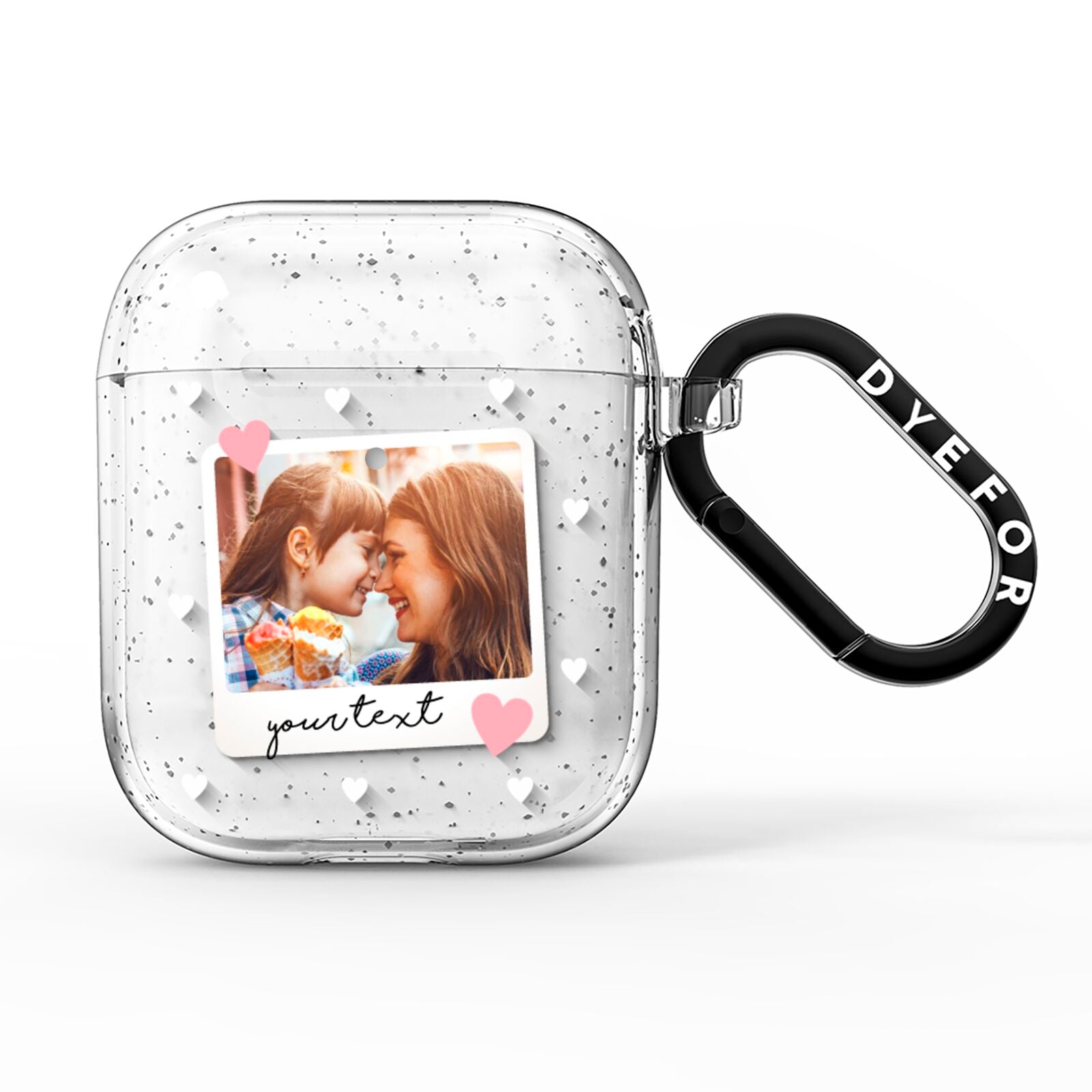 Personalised Photo Love Hearts AirPods Glitter Case