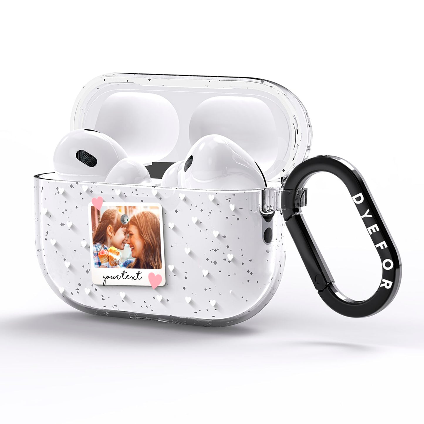 Personalised Photo Love Hearts AirPods Pro Glitter Case Side Image