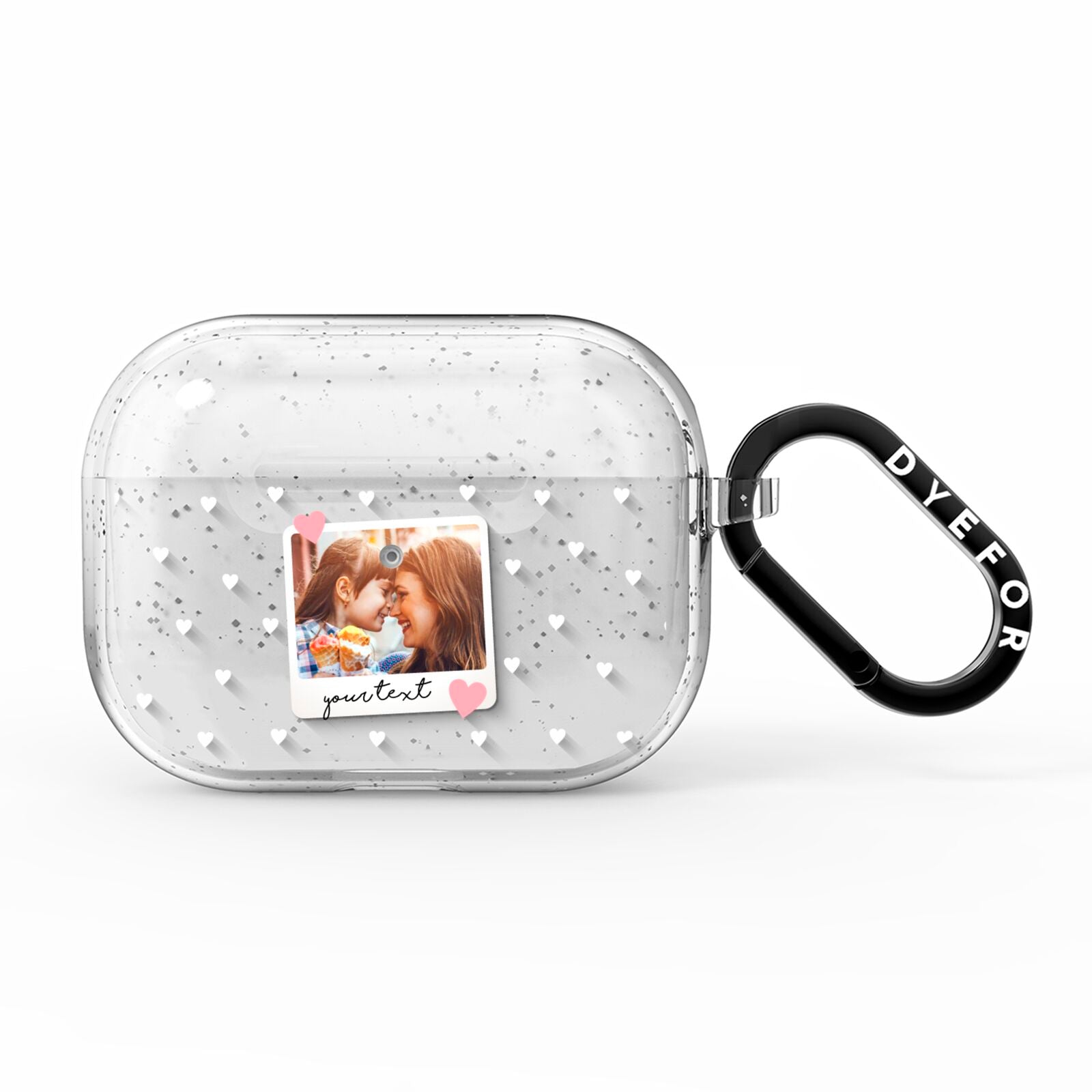 Personalised Photo Love Hearts AirPods Pro Glitter Case