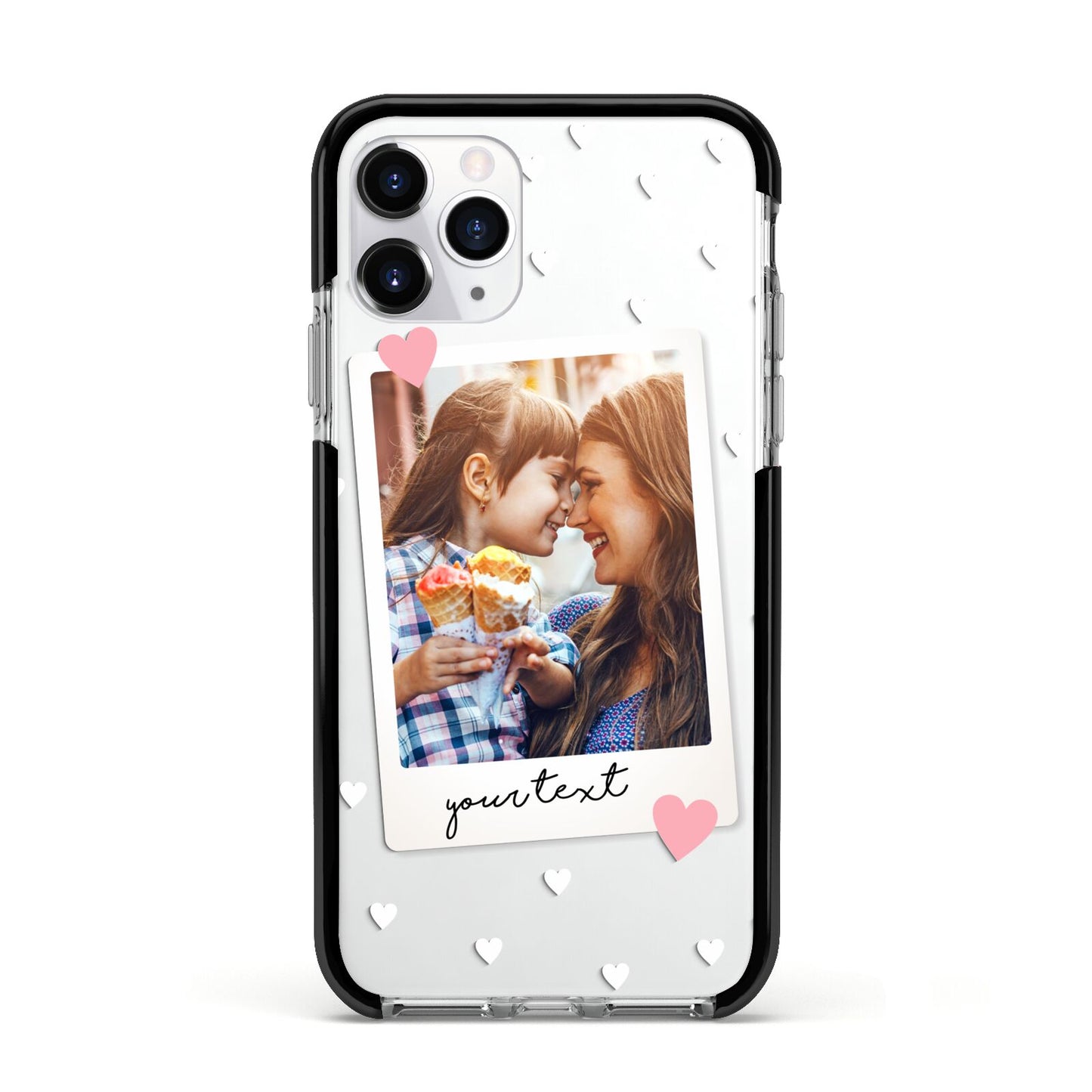 Personalised Photo Love Hearts Apple iPhone 11 Pro in Silver with Black Impact Case