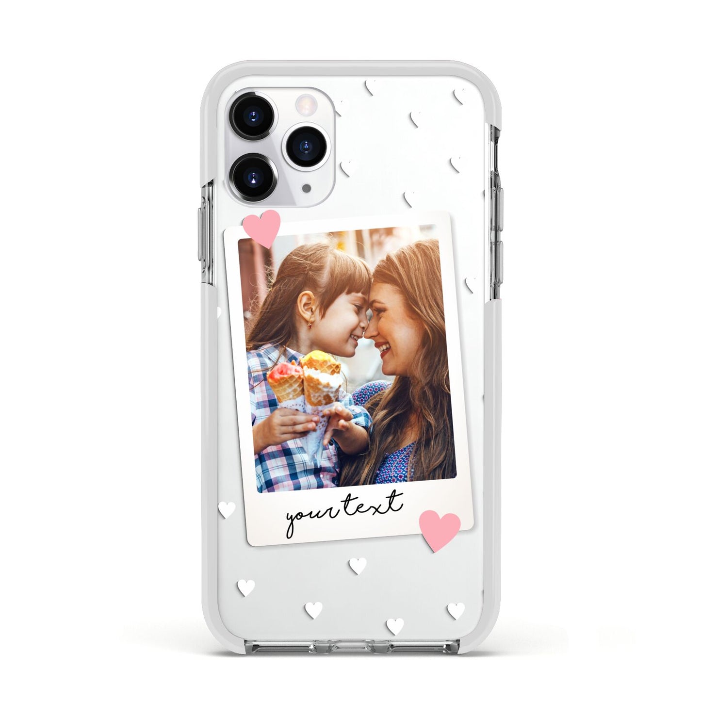 Personalised Photo Love Hearts Apple iPhone 11 Pro in Silver with White Impact Case