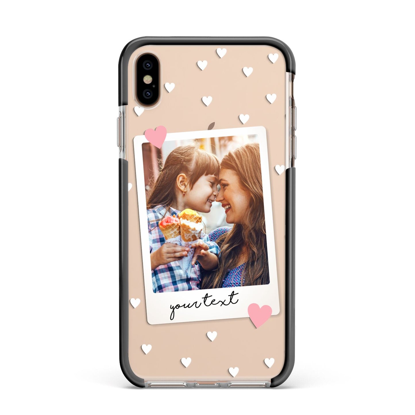 Personalised Photo Love Hearts Apple iPhone Xs Max Impact Case Black Edge on Gold Phone