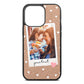 Personalised Photo Love Hearts Rose Gold Pebble Leather iPhone 13 Pro Case