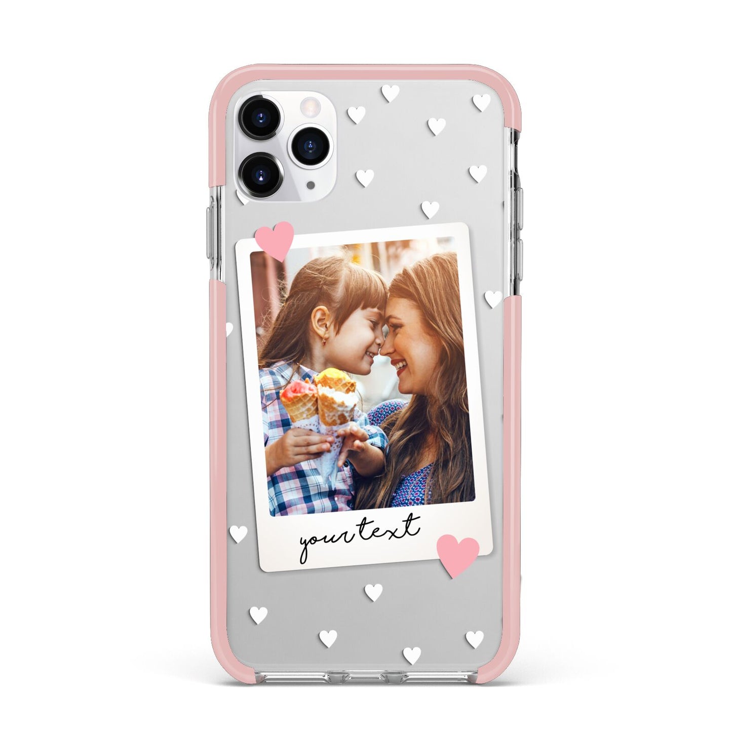 Personalised Photo Love Hearts iPhone 11 Pro Max Impact Pink Edge Case