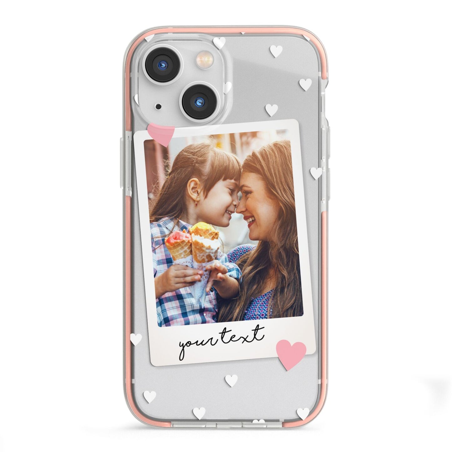 Personalised Photo Love Hearts iPhone 13 Mini TPU Impact Case with Pink Edges
