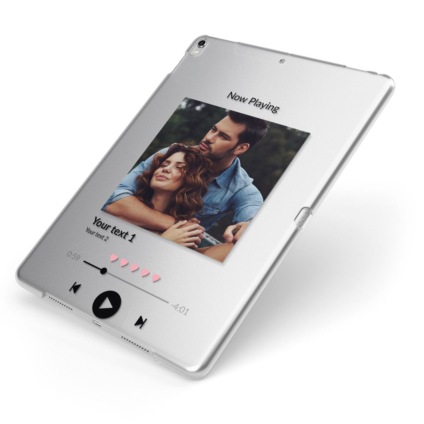 Personalised Photo Music Apple iPad Case on Silver iPad Side View