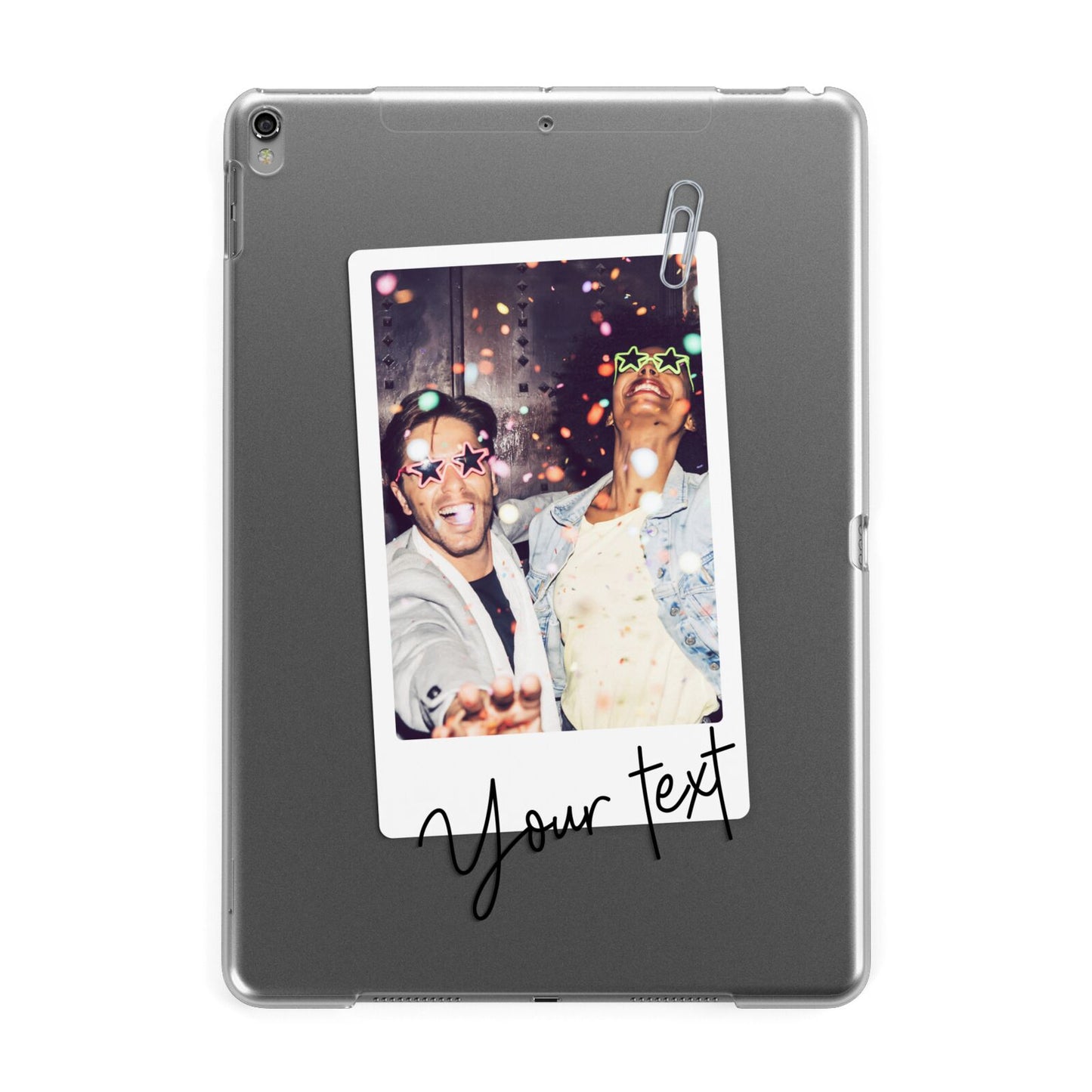 Personalised Photo with Text Apple iPad Grey Case