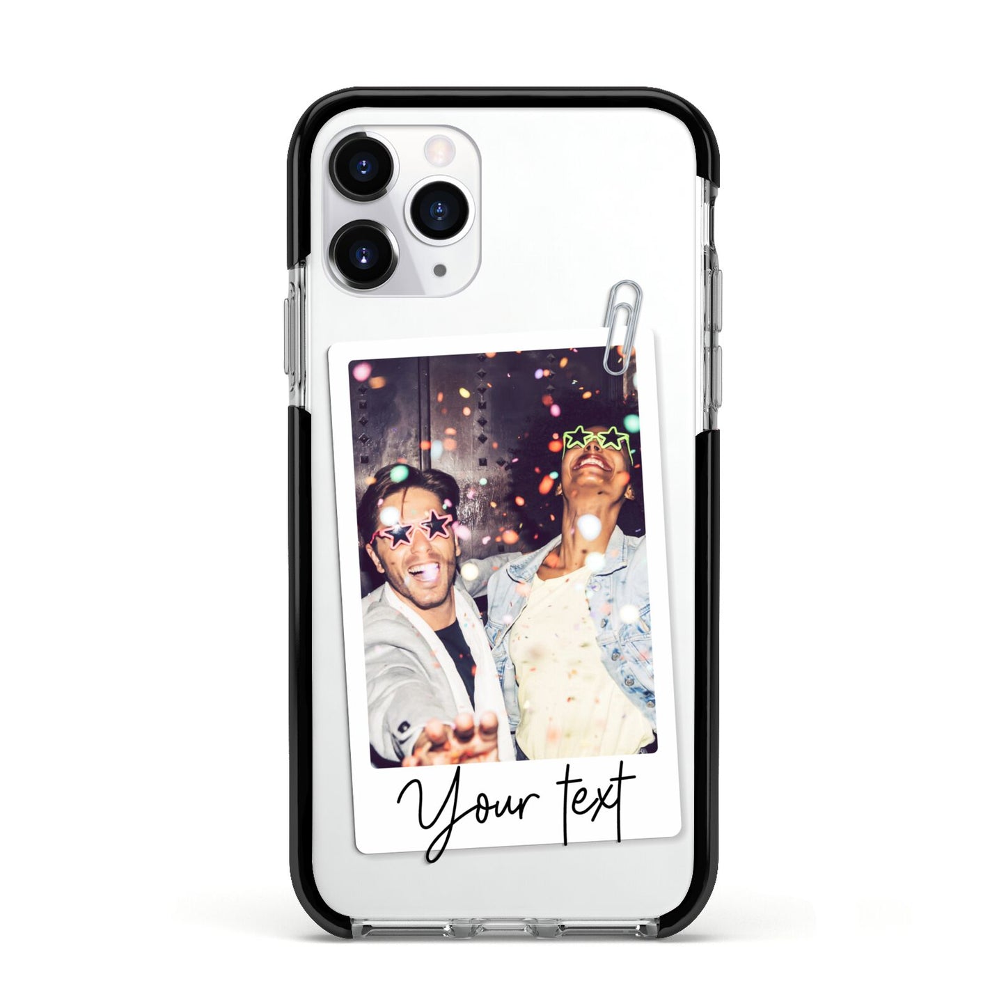 Personalised Photo with Text Apple iPhone 11 Pro in Silver with Black Impact Case