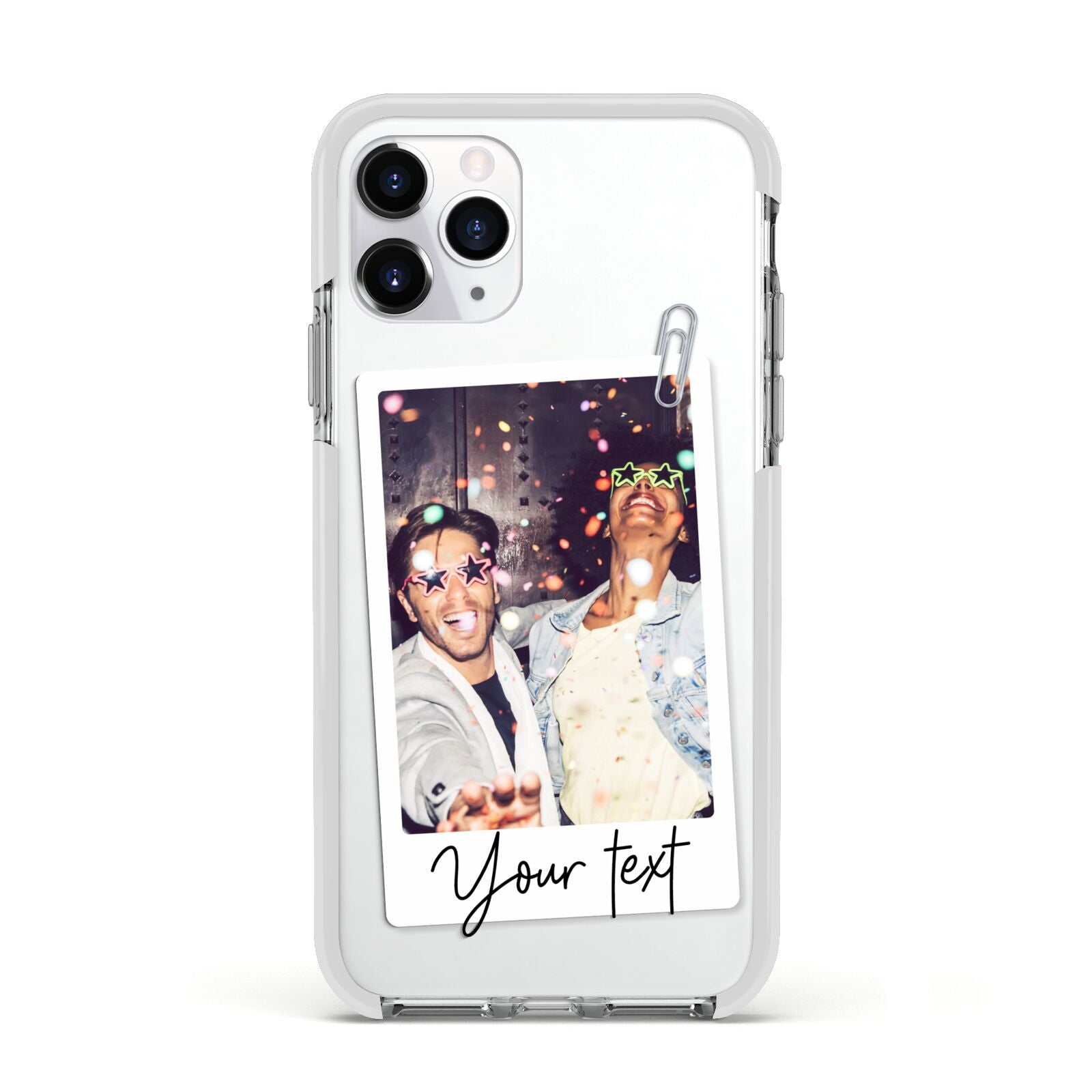 Personalised Photo with Text Apple iPhone 11 Pro in Silver with White Impact Case