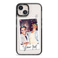 Personalised Photo with Text iPhone 13 Black Impact Case on Silver phone