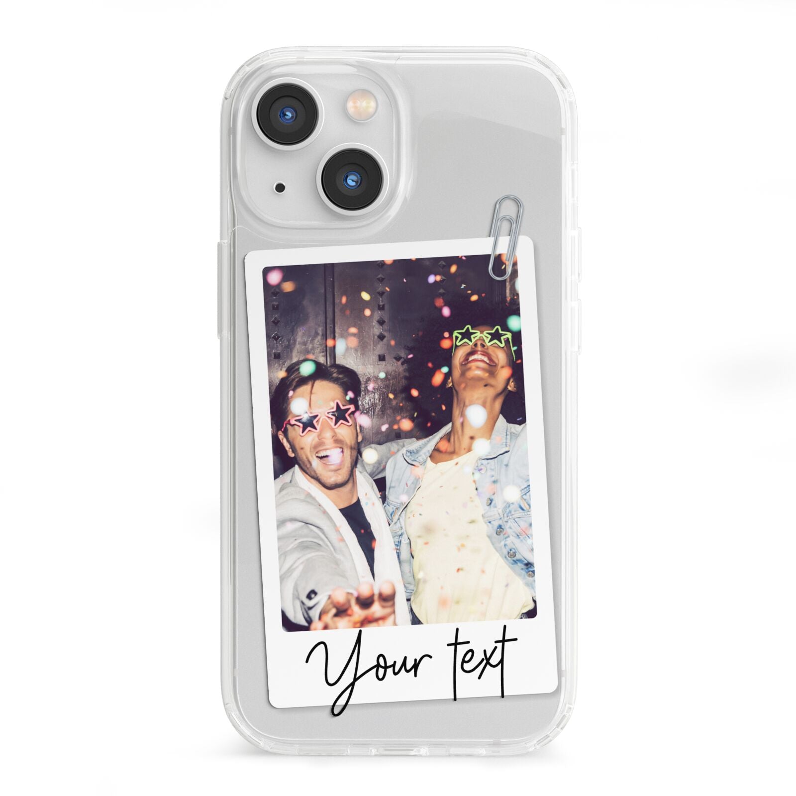 Personalised Photo with Text iPhone 13 Mini Clear Bumper Case