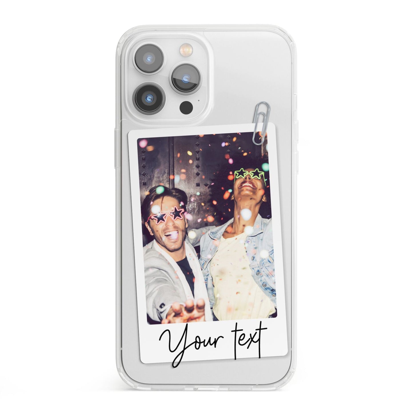 Personalised Photo with Text iPhone 13 Pro Max Clear Bumper Case
