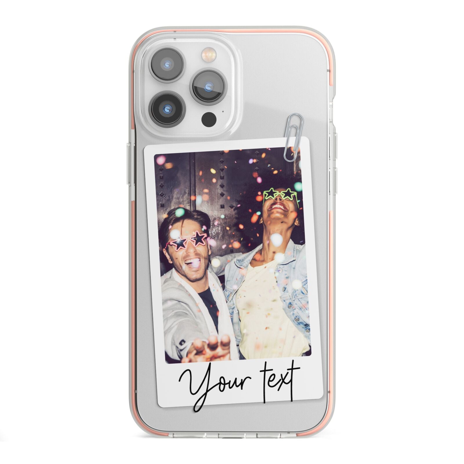 Personalised Photo with Text iPhone 13 Pro Max TPU Impact Case with Pink Edges