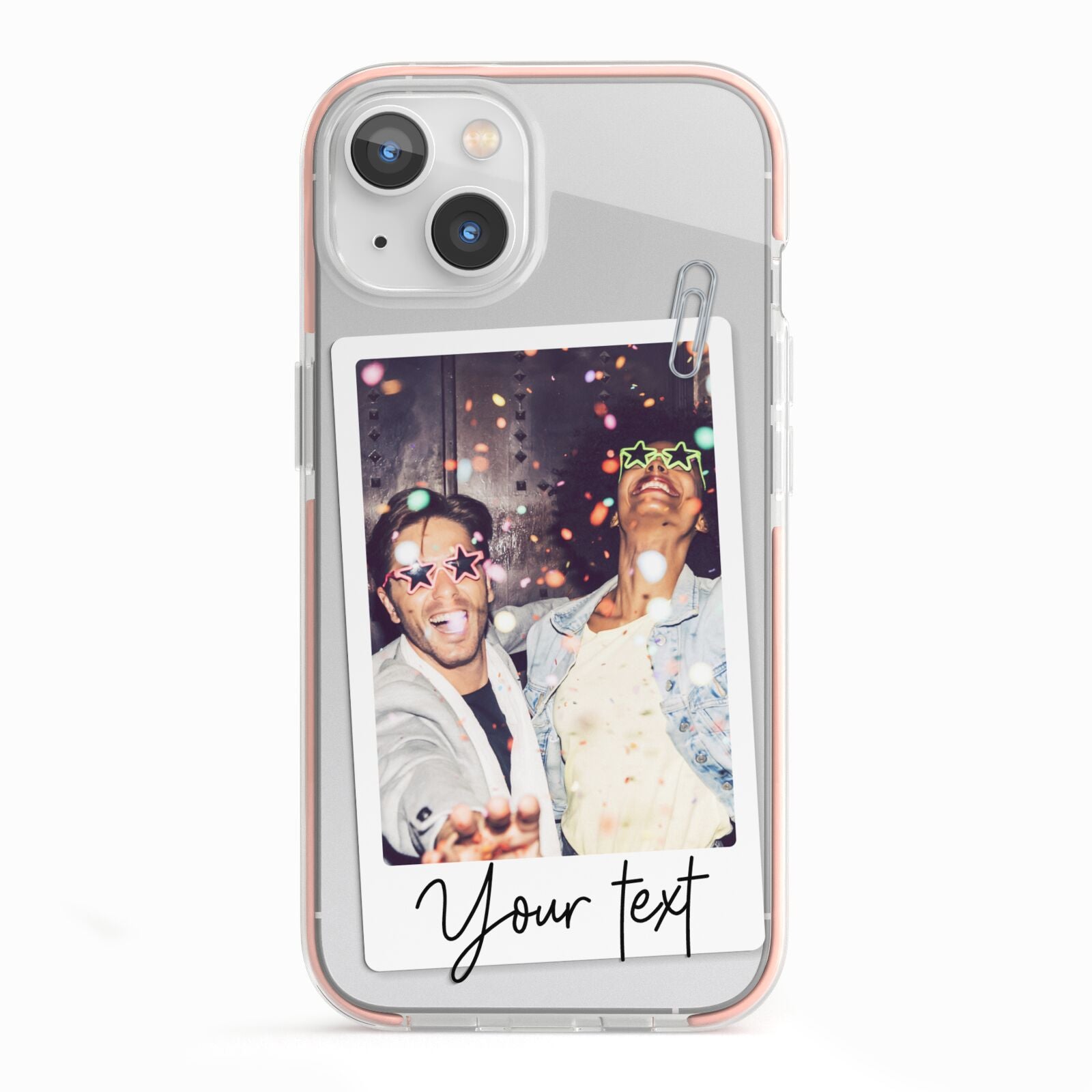 Personalised Photo with Text iPhone 13 TPU Impact Case with Pink Edges