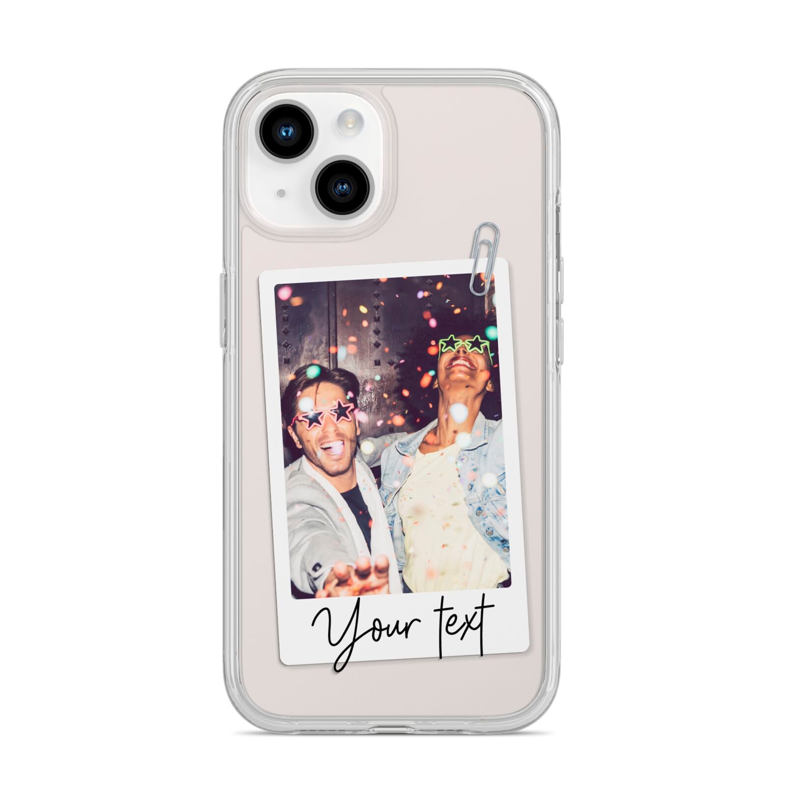 Personalised Photo with Text iPhone 14 Clear Tough Case Starlight
