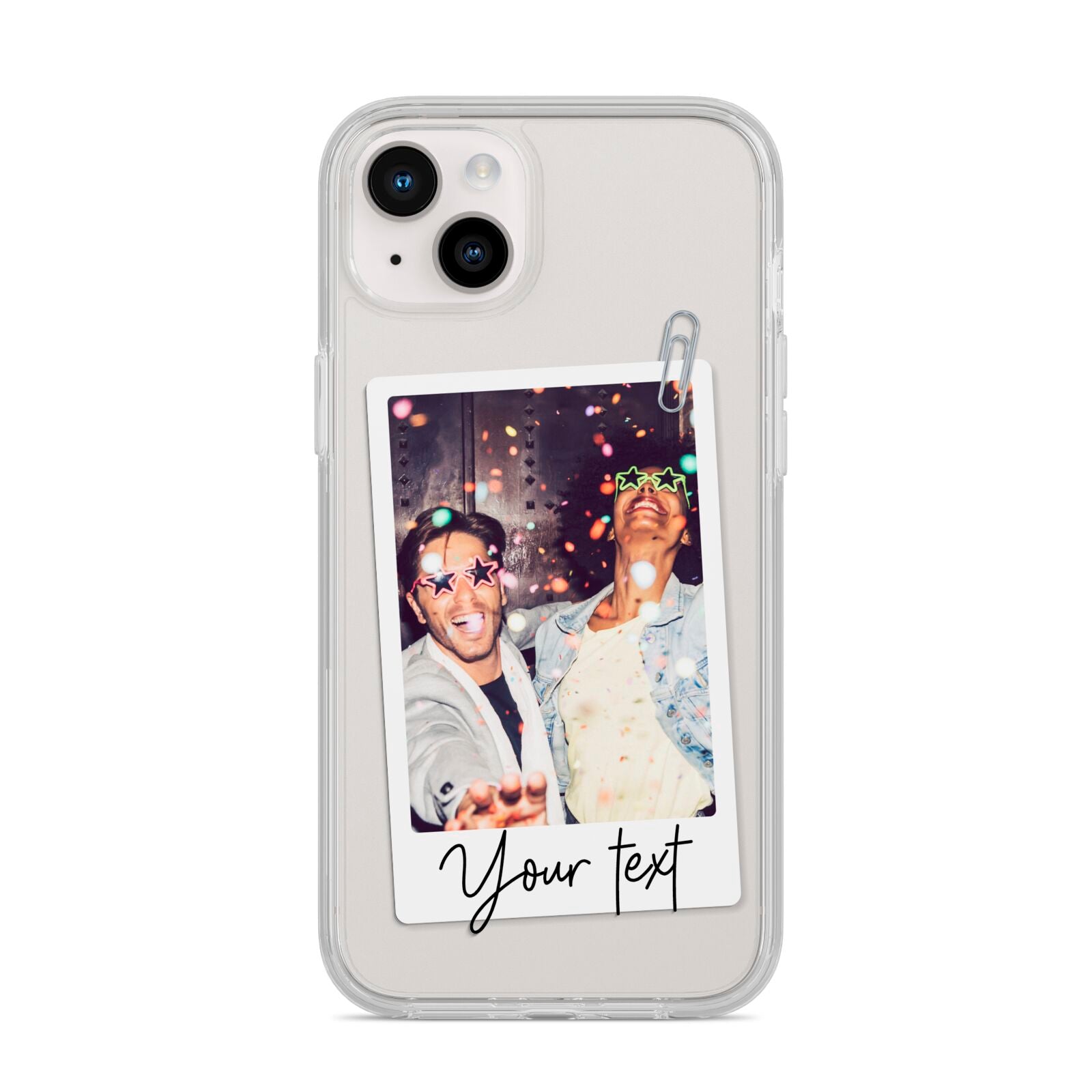 Personalised Photo with Text iPhone 14 Plus Clear Tough Case Starlight