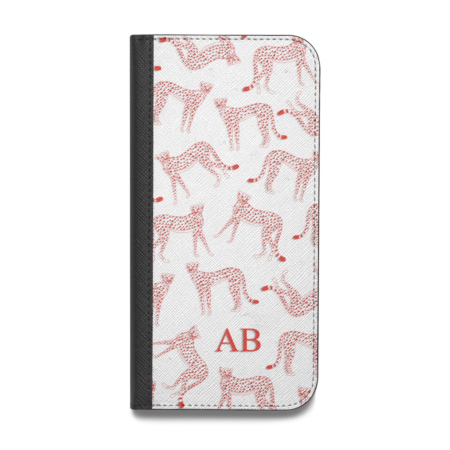 Personalised Pink Cheetah Vegan Leather Flip Samsung Case
