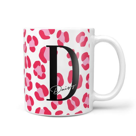 Personalised Pink Clear Leopard Print 10oz Mug