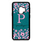 Personalised Pink Floral Green Pebble Leather Samsung S9 Case