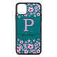 Personalised Pink Floral Green Pebble Leather iPhone 11 Pro Max Case