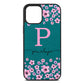 Personalised Pink Floral Green Pebble Leather iPhone 12 Pro Max Case